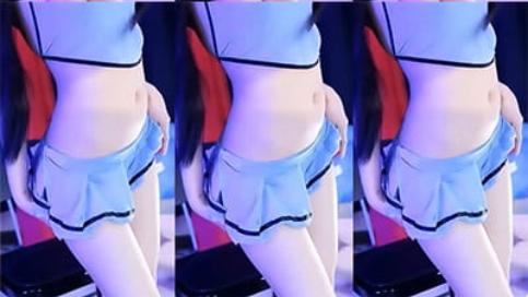 网易cc雅恩北北定制热舞微透超短蓝裙杀疯全场，3分29秒腿控高能场面！