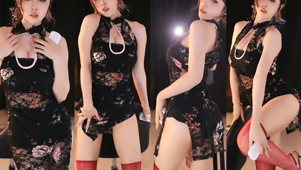 网易CC丸子超凶(蜡笔小丸子)黑色旗袍付费群定制热舞[6分42秒/230729]