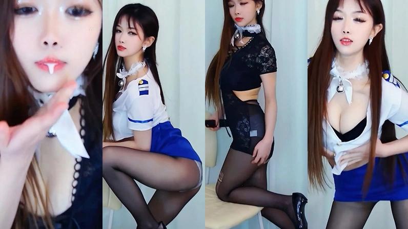 网易CC暖暖举世无双高级群空姐制服+黑色蕾丝定制热舞双重诱惑[2v/588M]