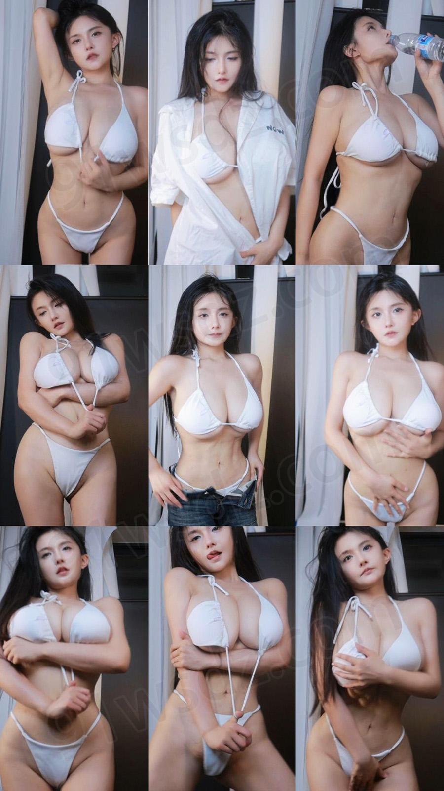 虎牙古阿扎定制大乃白色泳装热舞视频1V